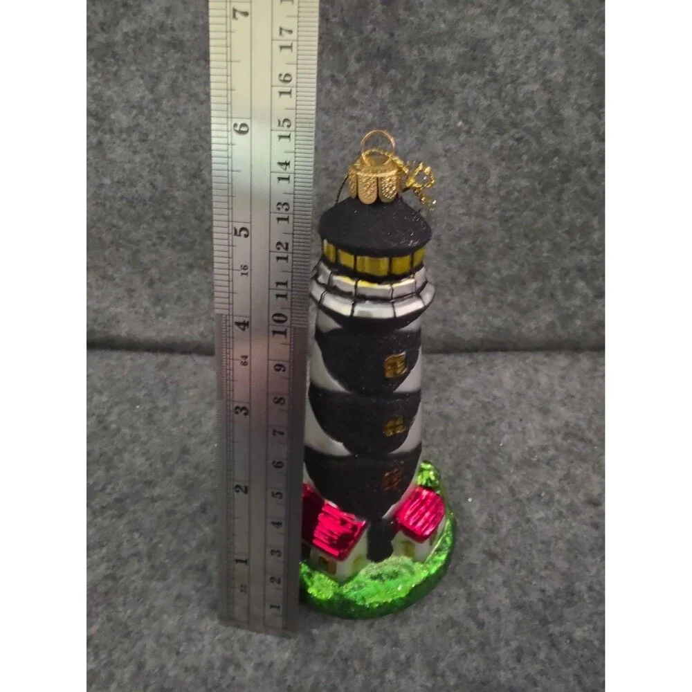 Cape Lookout (?) Lighthouse Glass Christmas Ornament. Coastal, Beach. READ